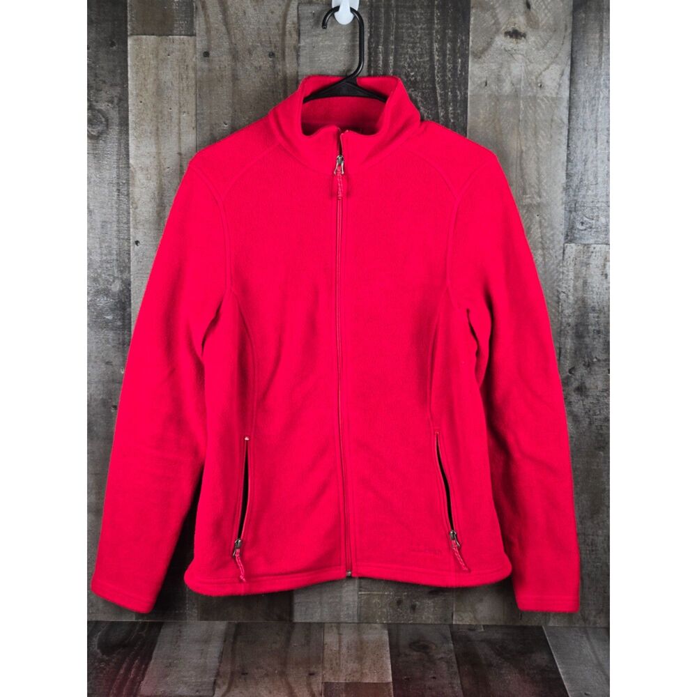 LL Bean Womens Fleece Light Jacket Size Small Regular Red